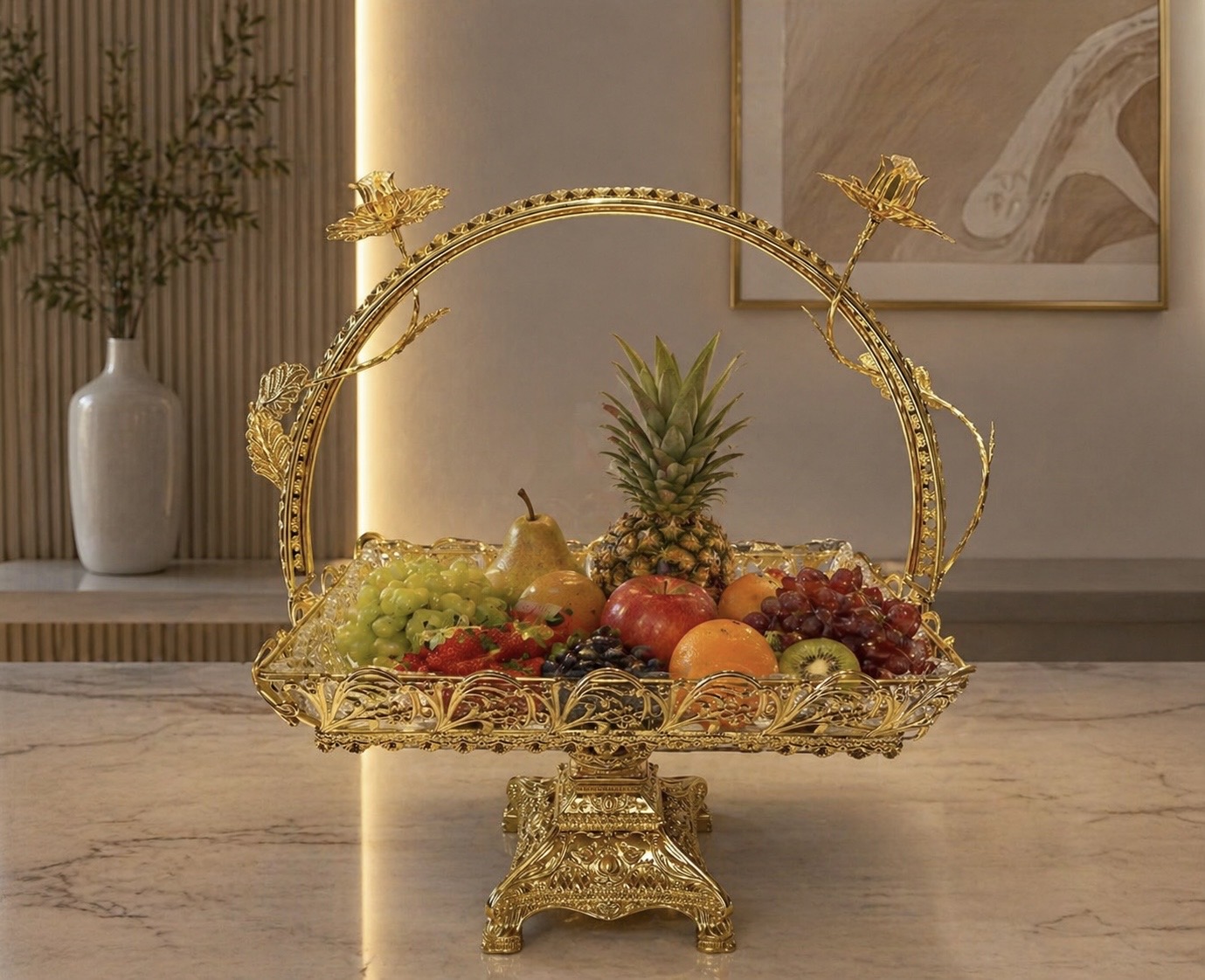Gold Plated Metal Basket